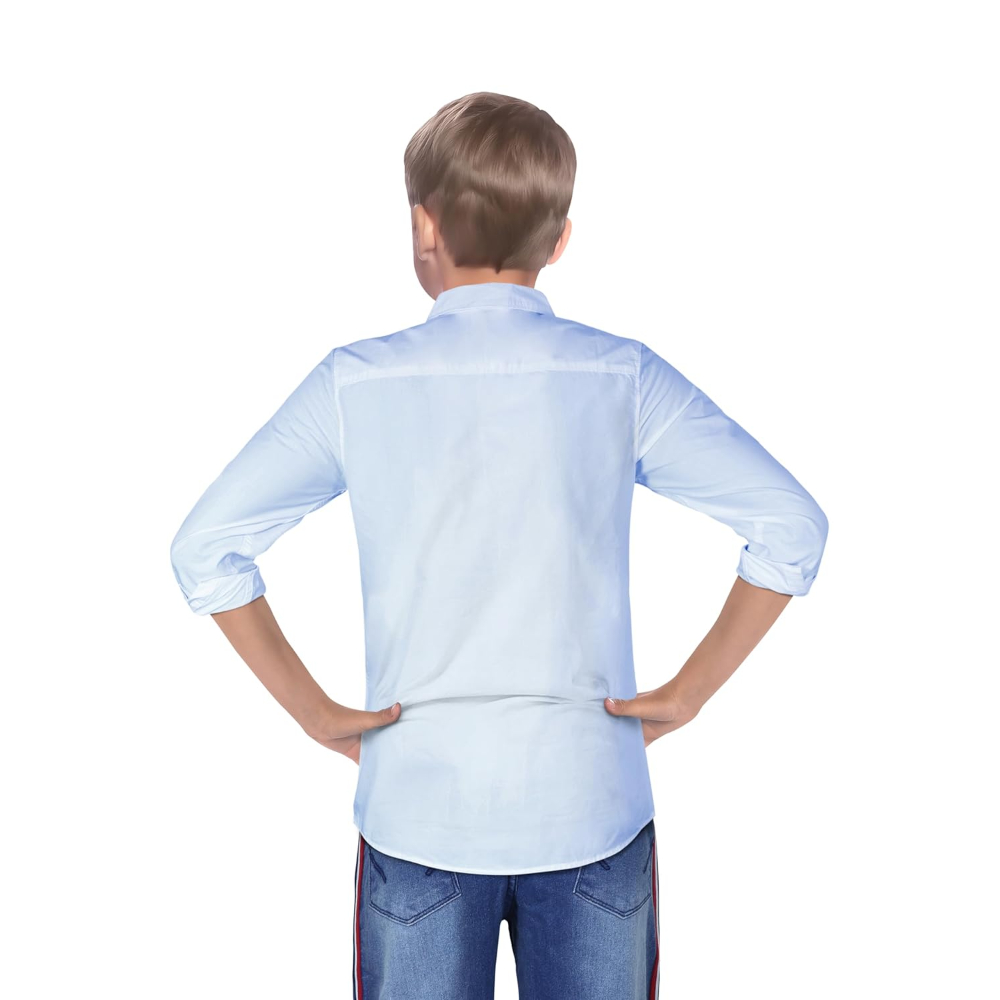 Plain Sky Blue Colour Boy's Shirt - Image 2