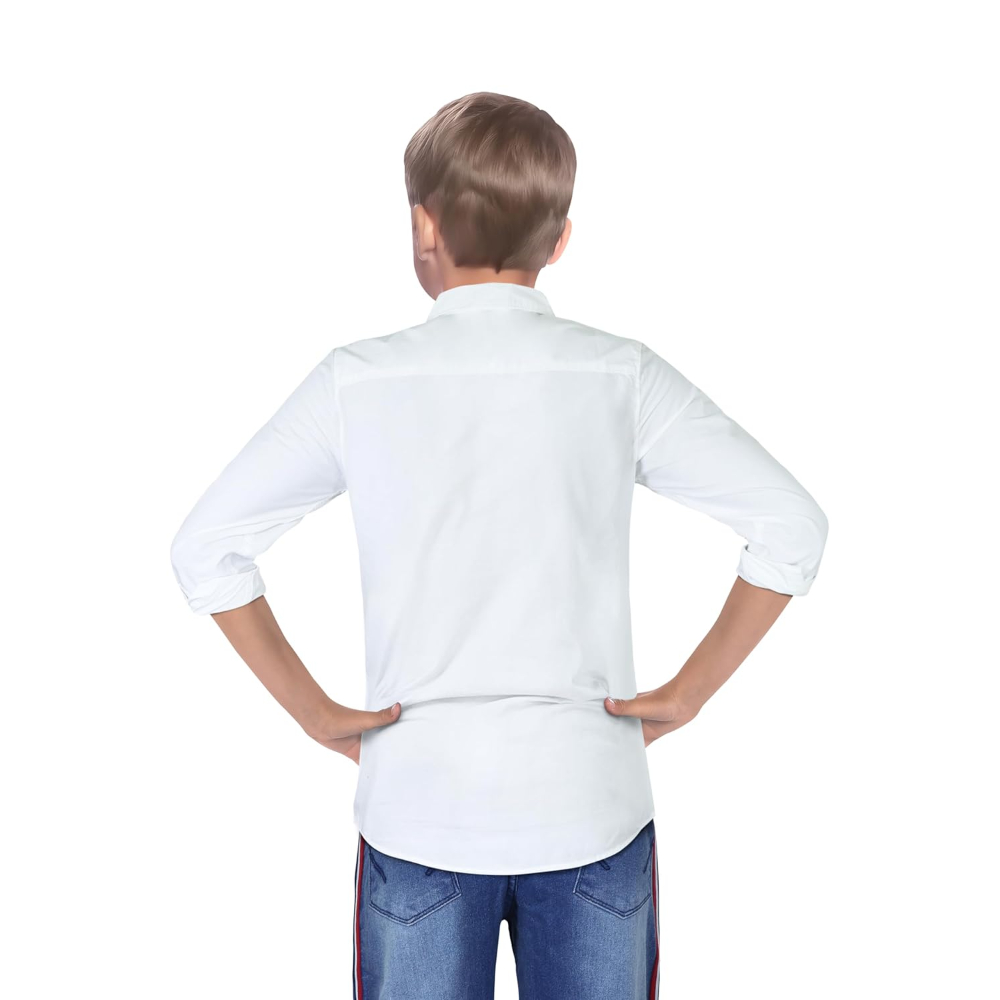 Plain White Colour Boy's Shirt - Image 3