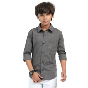 Boys Grey Shirt Stylish Casualwear Buttoned