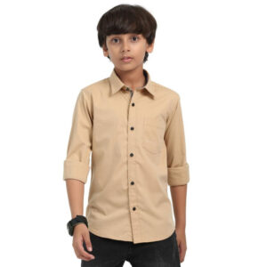 Boys Light Peach Shirt Stylish Casualwear Buttoned