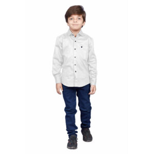 Cotton Fullsleeve Casual Plain White Shirt for Kid's