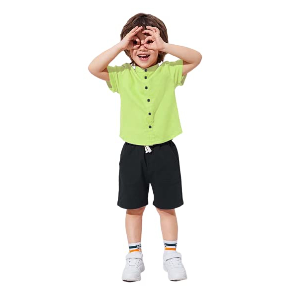 Plain Pista Green Kids Shirt for Boys - Image 3