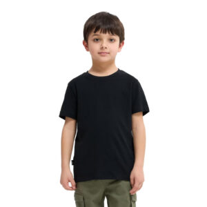 Black Round Neck Half Sleeve Kids Boys T-Shirt