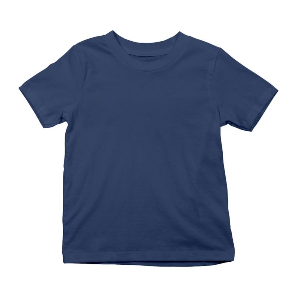 Kids Unisex Round Neck Cotton Navy BlueT-Shirt - Image 3