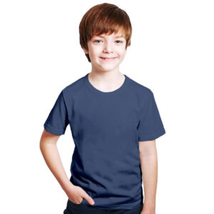 Kids Unisex Round Neck Cotton Navy BlueT-Shirt