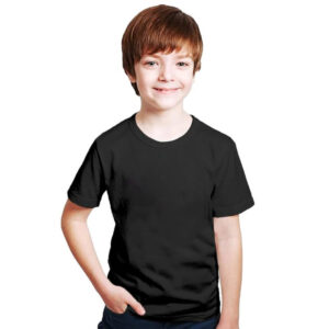 Kids Unisex Round Neck Cotton Black T-Shirt