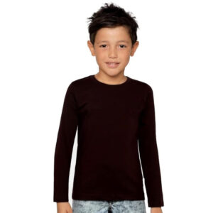 Plain Black Cotton Full Sleeve Unisex Kids T-Shirt