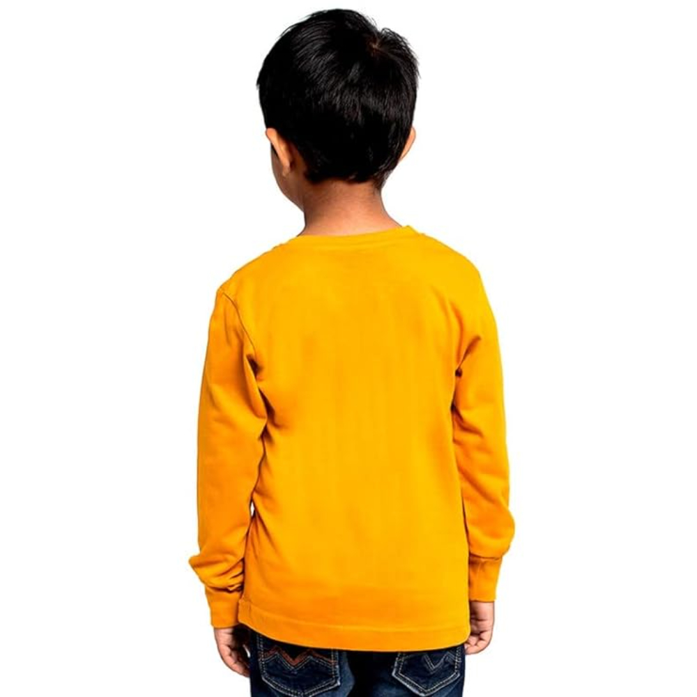 Plain Yellow Cotton Full Sleeve Unisex Kids T-Shirt - Image 2