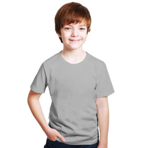 Kids Unisex Round Neck Cotton Light Grey T-Shirt