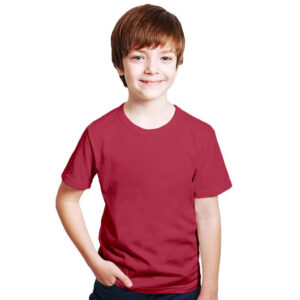 Kids Unisex Round Neck Cotton Maroon T-Shirt
