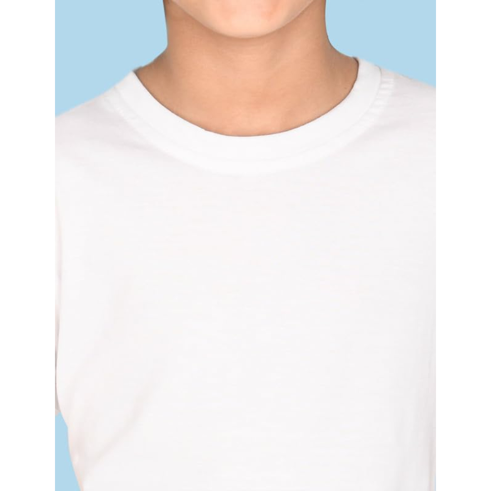 Boys Solid Half Sleeves White T-Shirt - Image 2