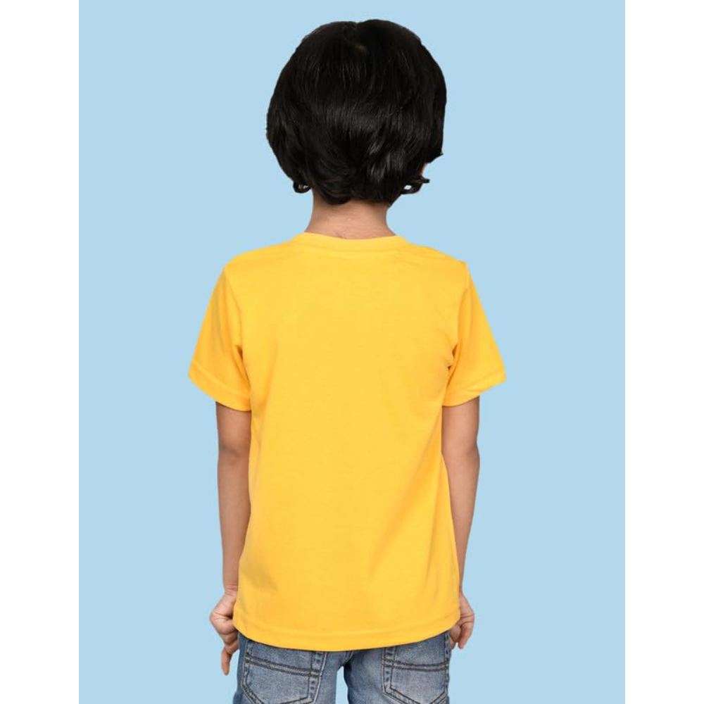Boys Solid Half Sleeves Yellow T-Shirt - Image 3