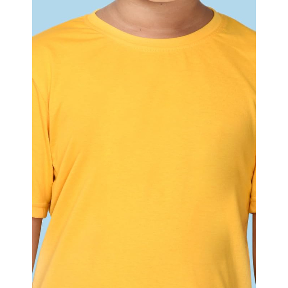 Boys Solid Half Sleeves Yellow T-Shirt - Image 2