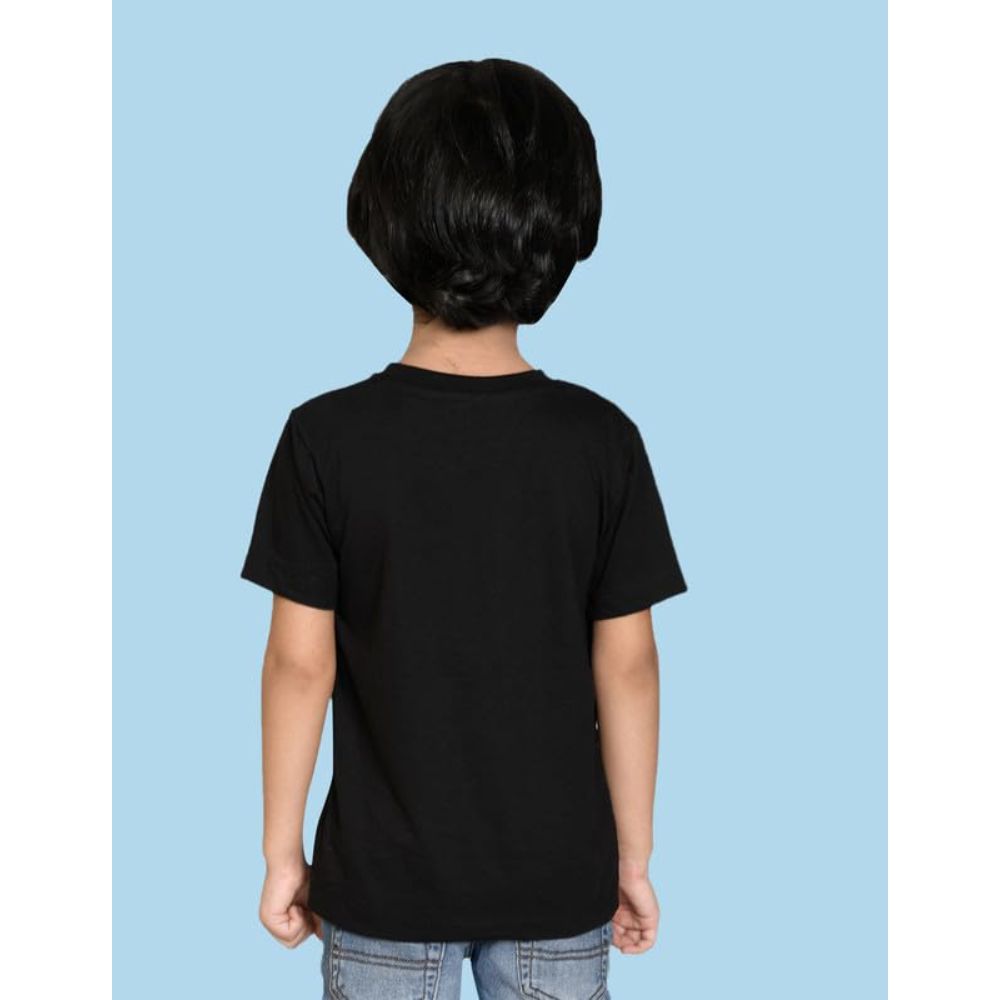 Boys Solid Half Sleeves Black T-Shirt - Image 3