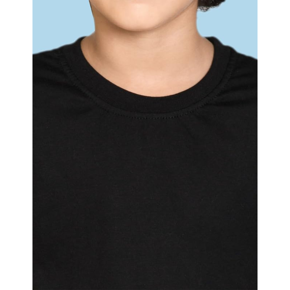 Boys Solid Half Sleeves Black T-Shirt - Image 2