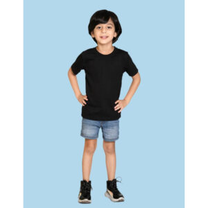 Boys Solid Half Sleeves Black T-Shirt