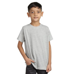 Plain Grey Hip-Hop Half Sleeve Cotton Boy's T-Shirt