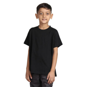Plain Black Hip-Hop Half Sleeve Cotton Boy's T-Shirt