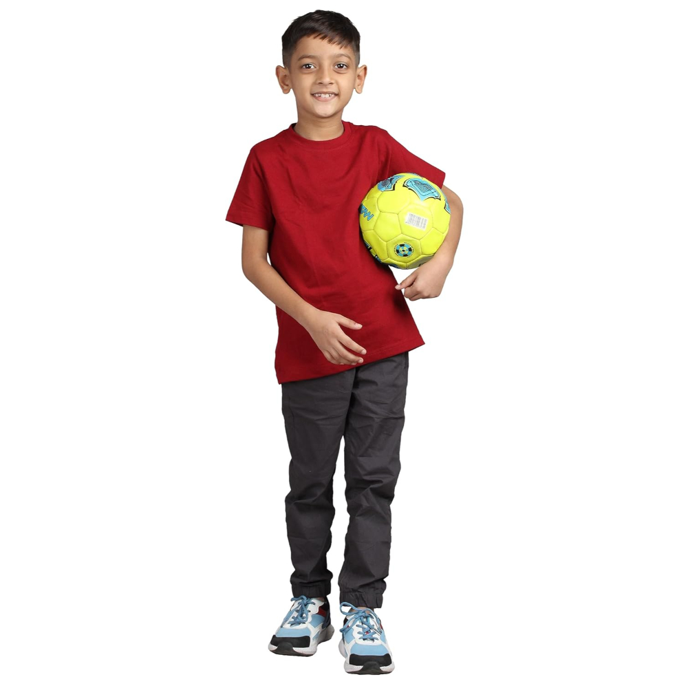 Plain Maroon Hip-Hop Half Sleeve Cotton Boy's T-Shirt - Image 2