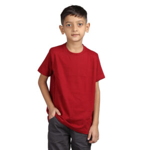 Plain Maroon Hip-Hop Half Sleeve Cotton Boy's T-Shirt