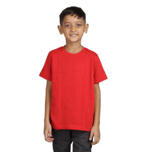Plain Red Hip-Hop Half Sleeve Cotton Boy's T-Shirt