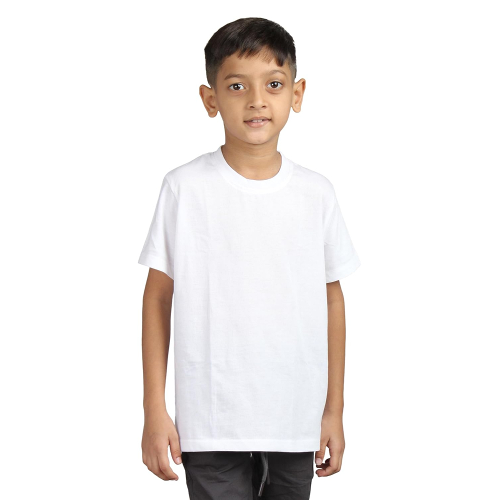 Plain White Hip-Hop Half Sleeve Cotton Boy's T-Shirt