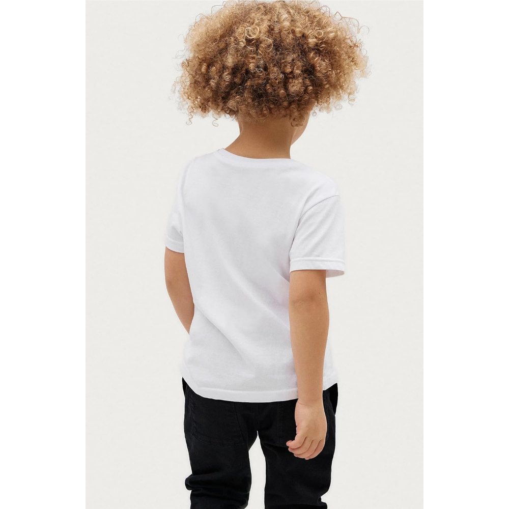 Boys White Half Sleeves Cotton T-Shirt - Image 2