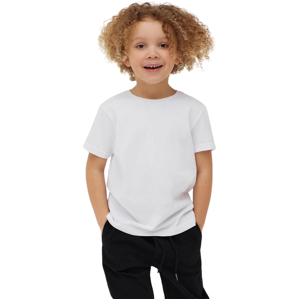Boys White Half Sleeves Cotton T-Shirt
