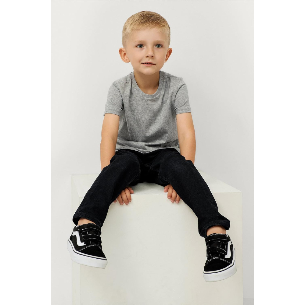 Boys Grey Half Sleeves Cotton T-Shirt - Image 3