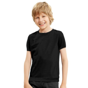 Solid Plain Black Cotton Kids T-Shirt