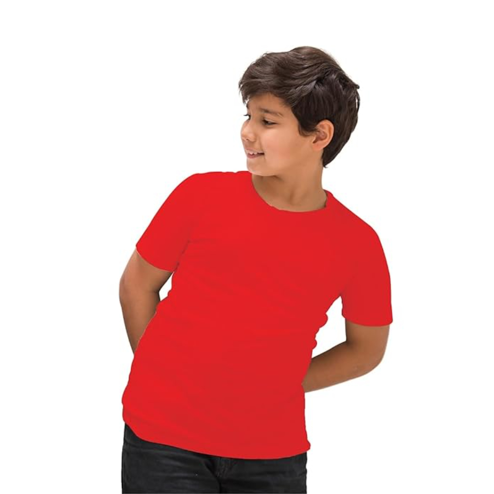 Cotton Plain Round Neck Red T-Shirts - Image 2