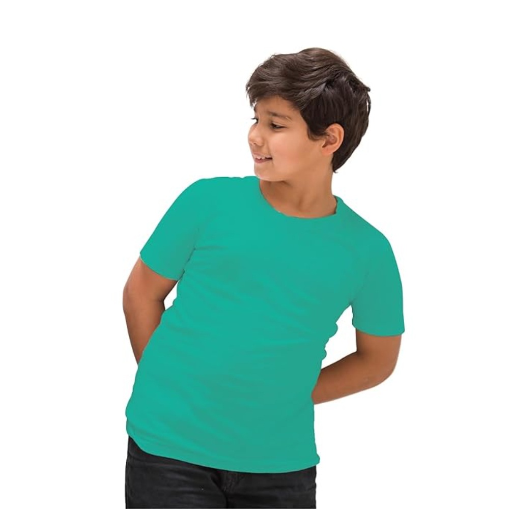 Cotton Plain Round Neck Blue T-Shirts - Image 3