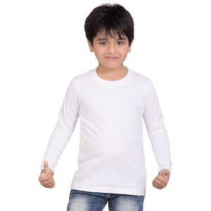 Boys Full Sleeve Premium Cotton White T-Shirts