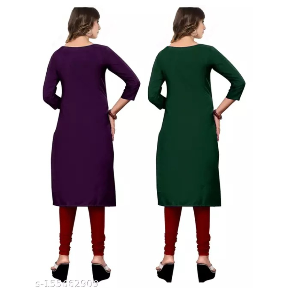 Stylish Multi Crepe 3/4 Sleeves Combo Kurta - Image 2