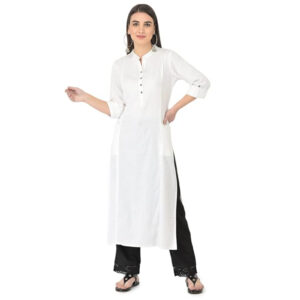 White  Women's Cotton Straight Kurta