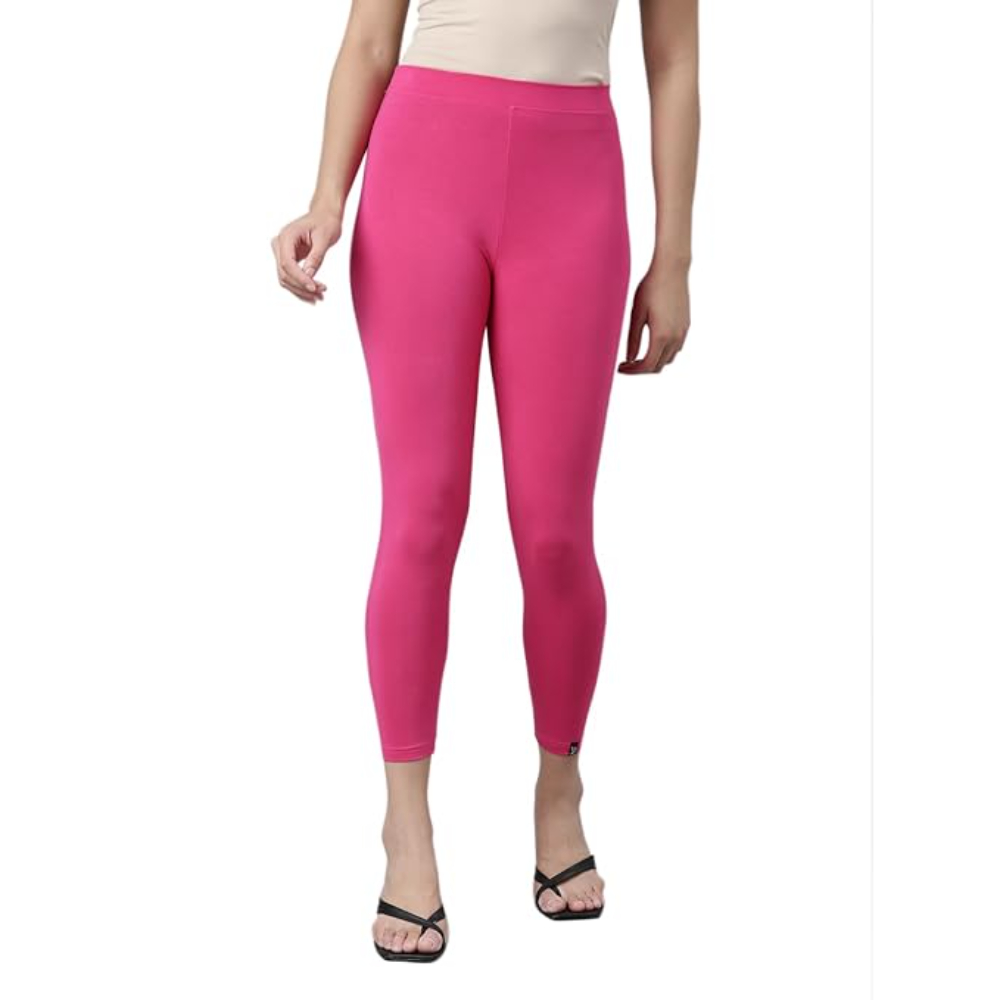 Pink Skinny Fit High Ankle Length Leggings