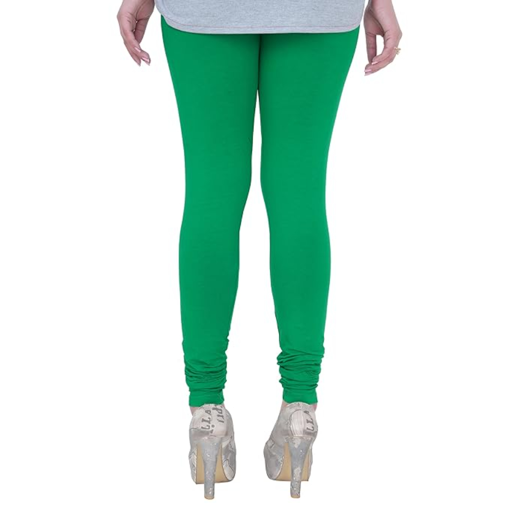 Green Plus Size Ultra Soft Churidar Cotton Lycra Leggings - Image 2