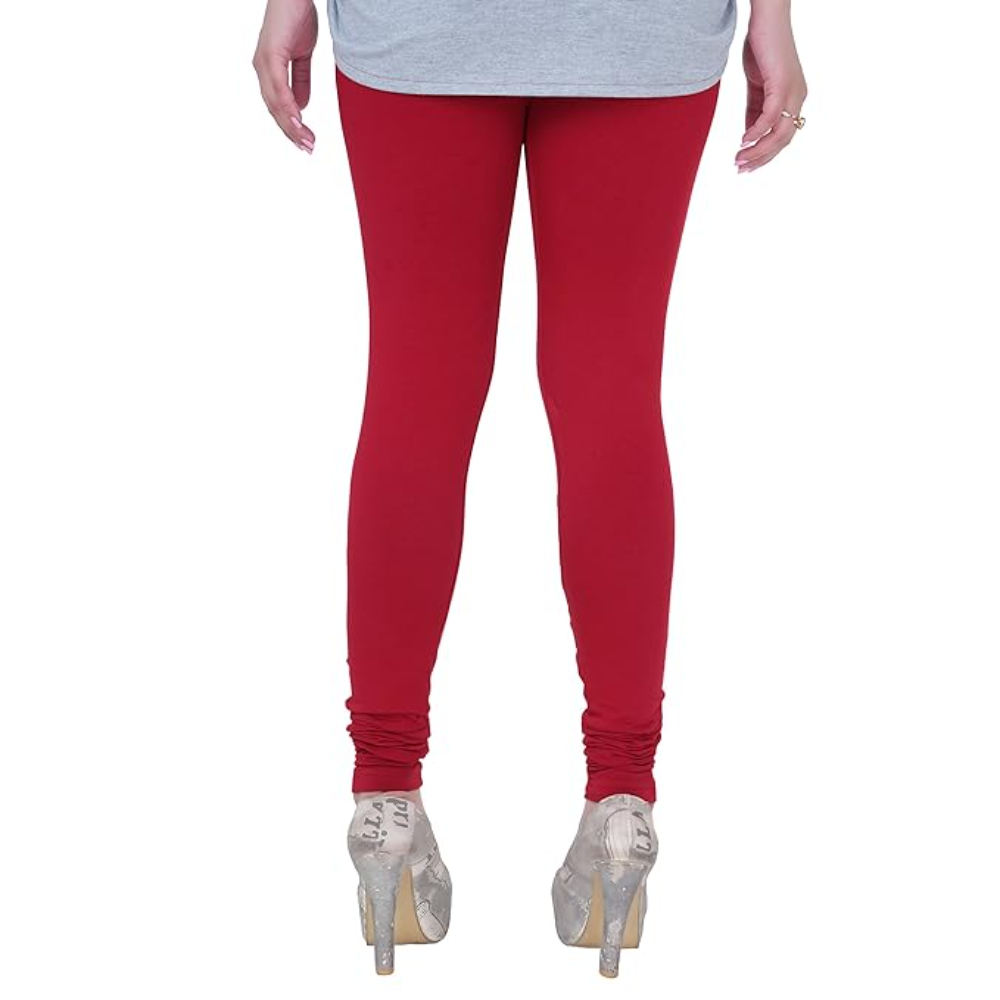 Maroon Plus Size Ultra Soft Churidar Cotton Lycra Leggings - Image 2