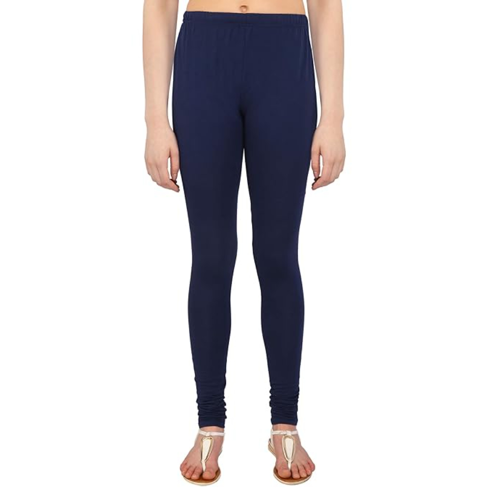 Navy Plus Size Ultra Soft Churidar Cotton Lycra Leggings - Image 2