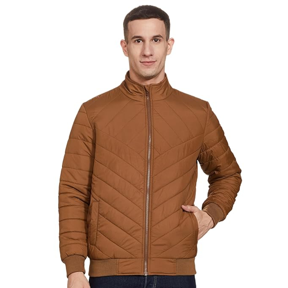 Men's Polyester Standard Brown Jacket
