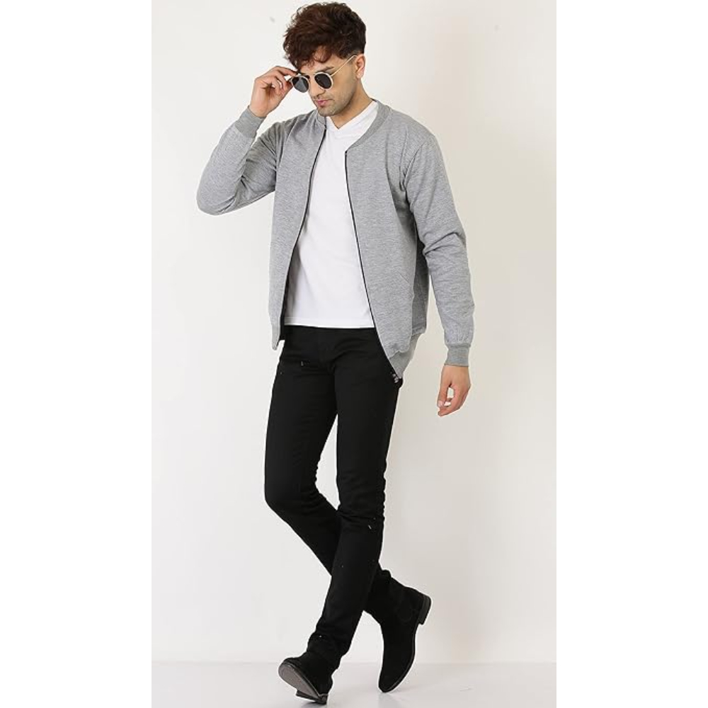 Men's Loopknit Regular Fit Grey Jacket - Image 3