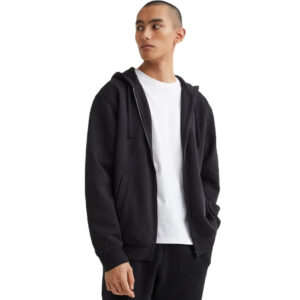 Men's Plain Chain Cotten Black Jacket
