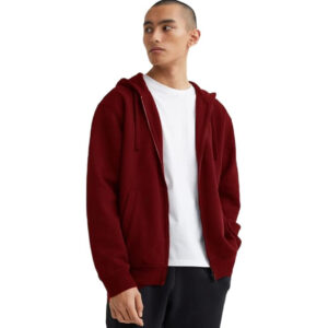 Men's Plain Chain Cotten Maroon Jacket