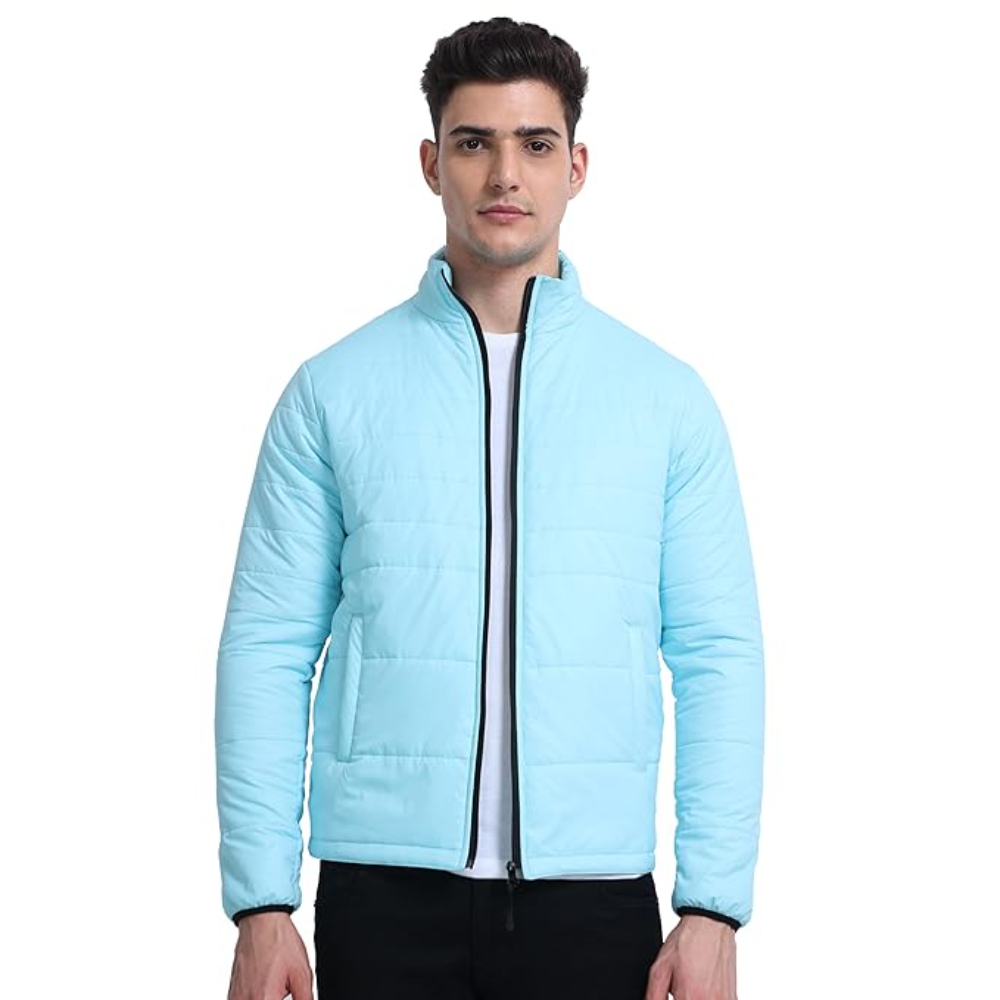 Men Bomber Puffer Sky Blue Jacket