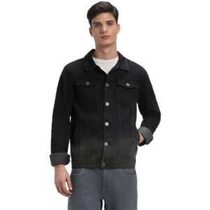 Men Regular Fit Denim Jade Black Jacket