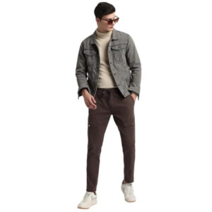 Men Regular Fit Denim Fadded Grey Jacket