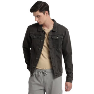 Men Regular Fit Denim Grey Jacket