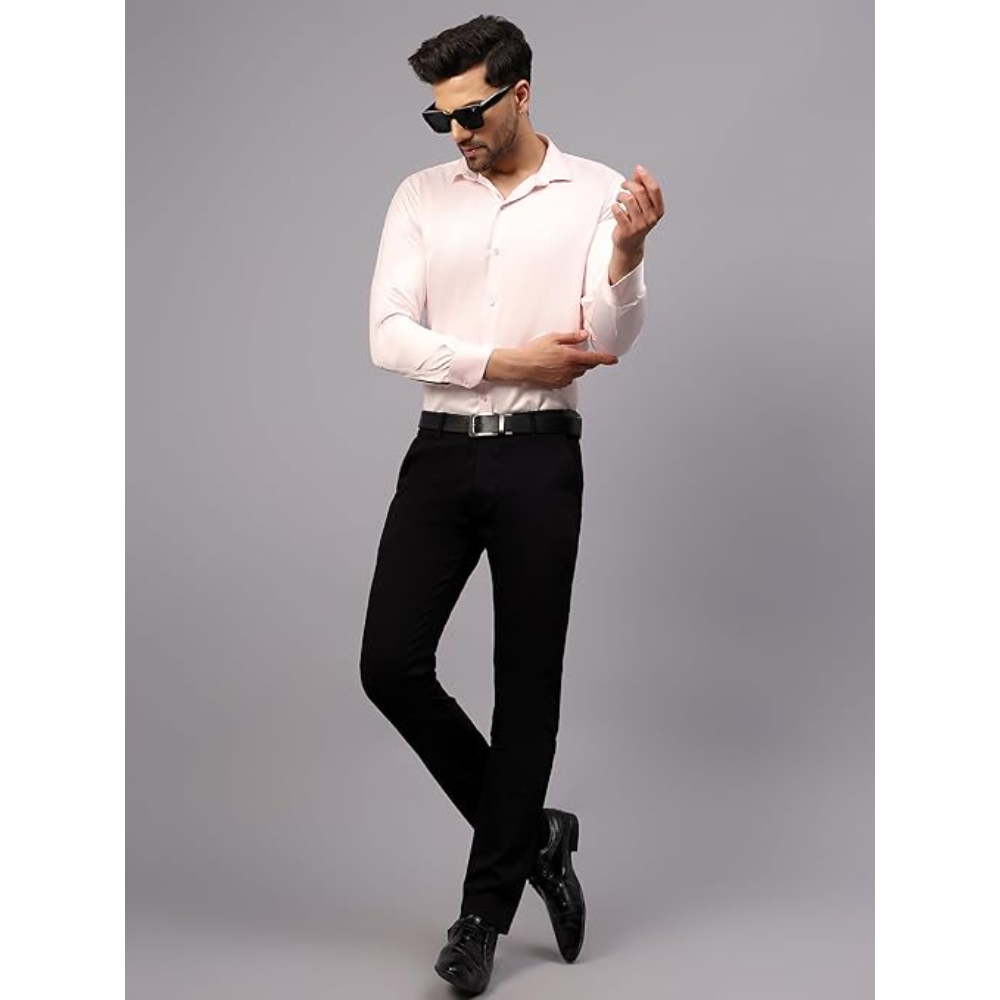 Men Satin Silk Formal Light Pink Shirt - Image 3