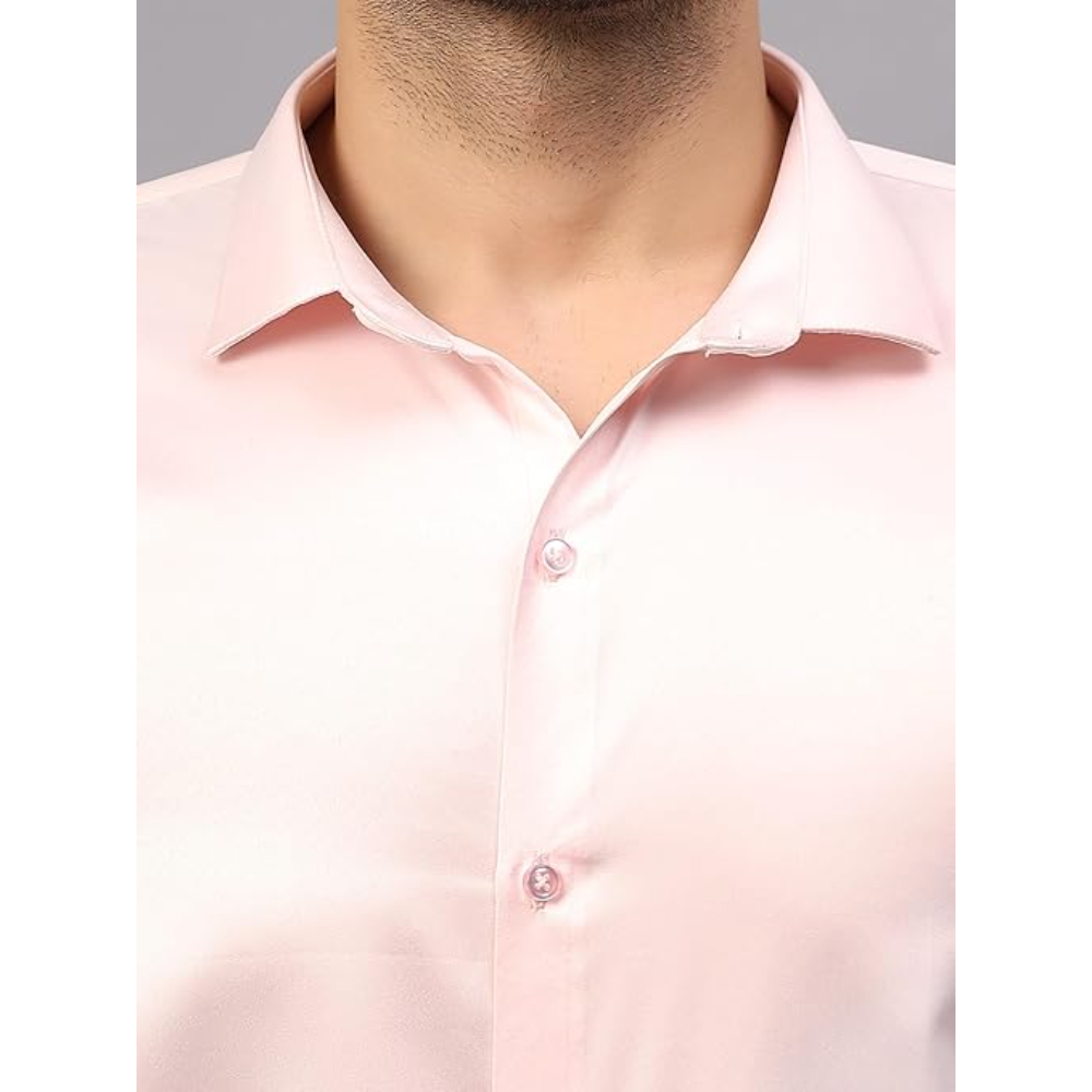 Men Satin Silk Formal Light Pink Shirt - Image 2