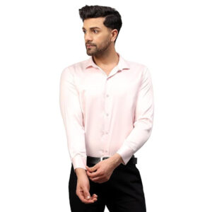 Men Satin Silk Formal Light Pink Shirt